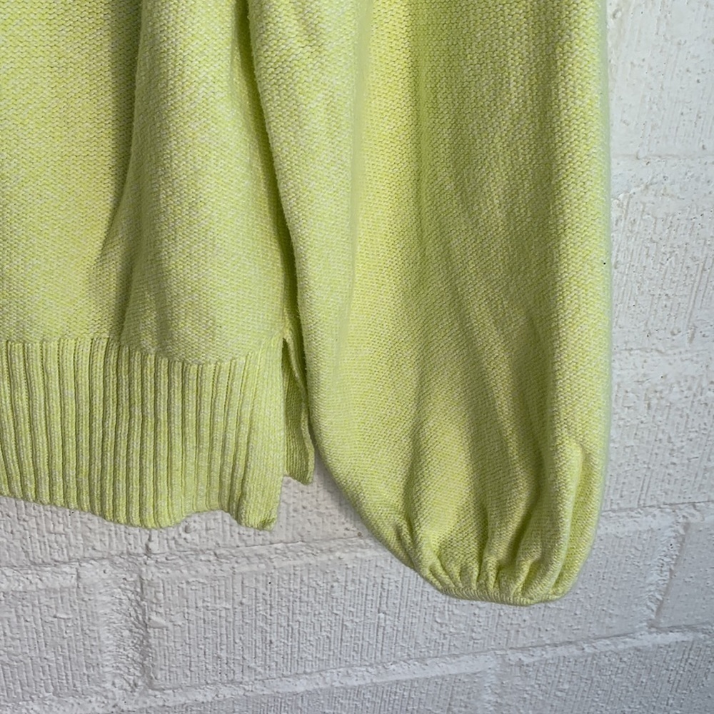 Anthropologie Emily Puff-Sleeved Knit Tie Back Neon Green Sweater sz S - Picture 7 of 9